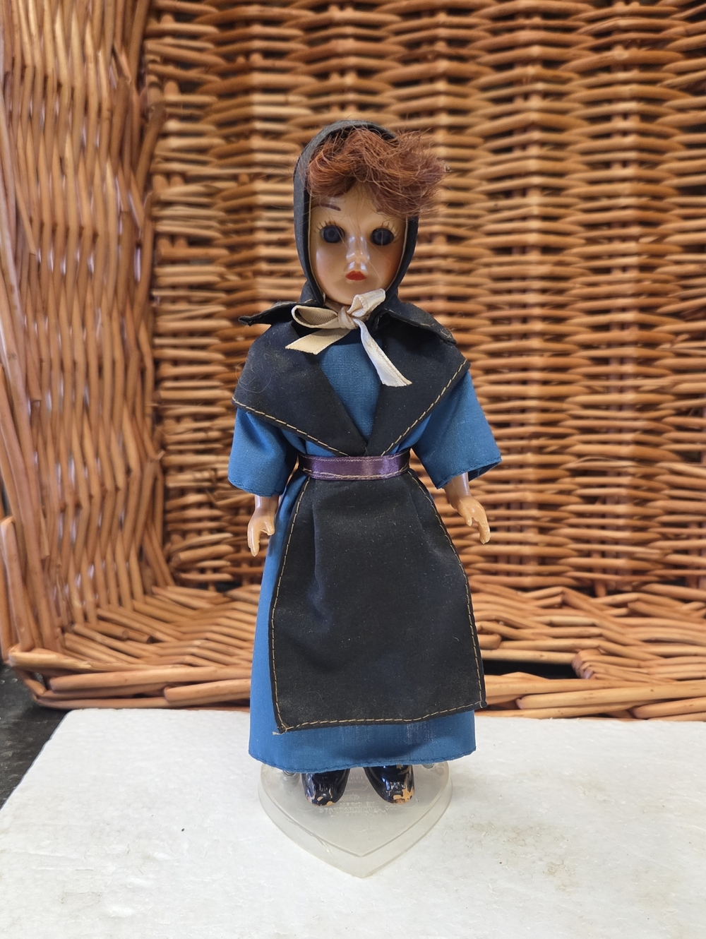 Classic Blue & Black Little Amish  Doll with Hooded Apron - Brand Unspecified
